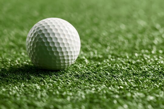 Pristine white golf ball sits gracefully atop lush. 64k 8k widescreen, HDR