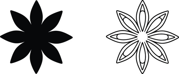Obraz premium Flower with Intricate Petals in Black and White Vector Illustration