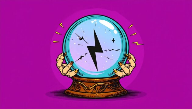 Crystal ball with lightning bolt inside.