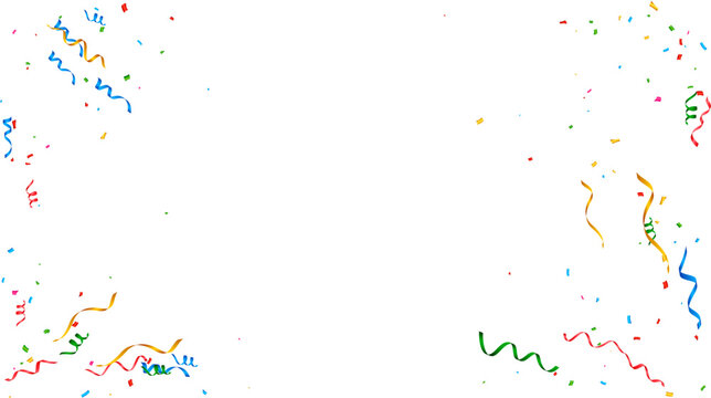 colorful party confetti streamers celebration background vector border isolated birthday festival holiday illustration falling event ribbon graphic carnival