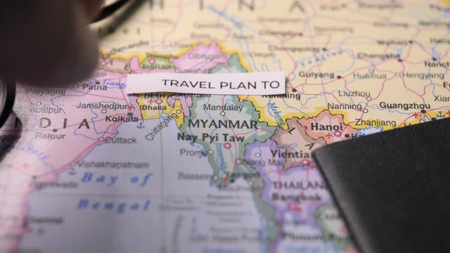 Planning Myanmar Journey on World Map