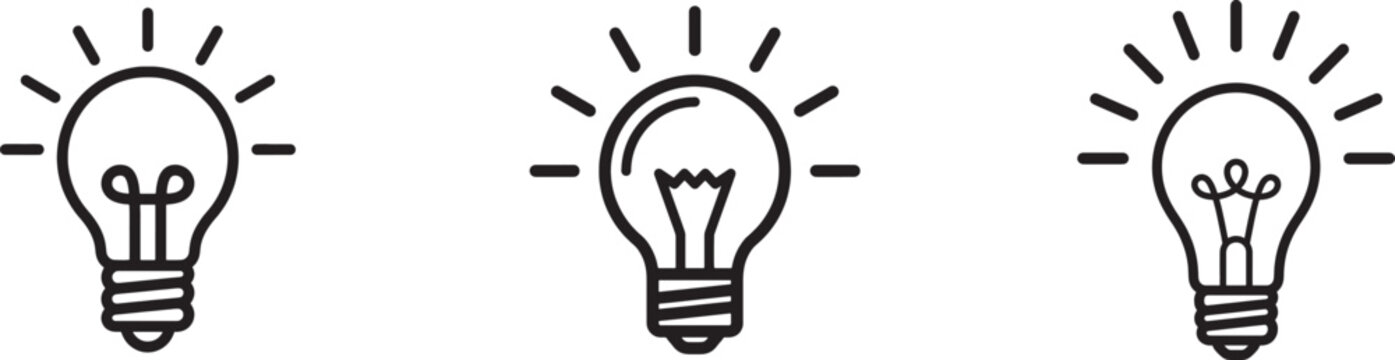 Light bulb icon set representing creative ideas and innovation with creative