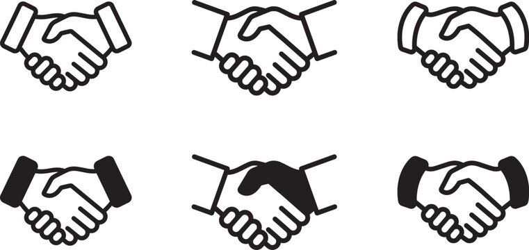 Handshake icon set for business agreement and partnership with handshake