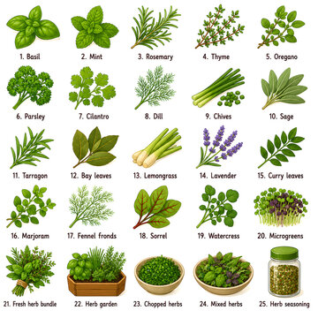 Herbs clipart collection