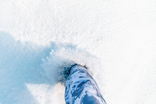First Person Walking Through Deep Powder Snow in Hokkaido Japan