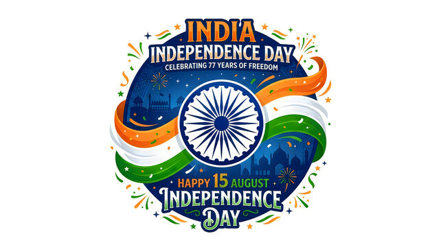 India independence day celebration badge with ashoka chakra