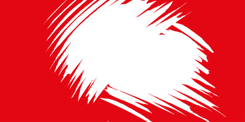 A bold red background is dramatically slashed with a textured white brush stroke, creating a striking abstract graphic element that evokes energy and dynamism. © Nayem Visuals