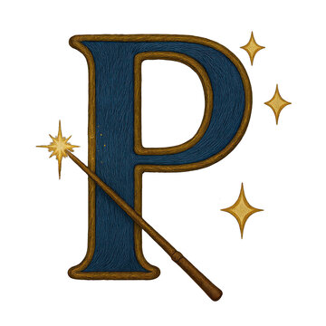 PNG Magical letter with wand.