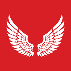 Fototapeta premium Symmetrical Garuda Wings Vector Illustration Red White Decorative Wing Emblem