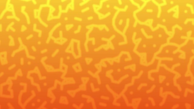 Yellow and orange abstract background with playful squiggle lines, memphis pattern doodle elements, and soft warm gradient.
