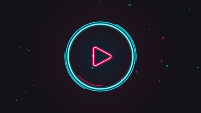 Cybernetic Neon Play Button Motion Graphic Abstract Energy Loop