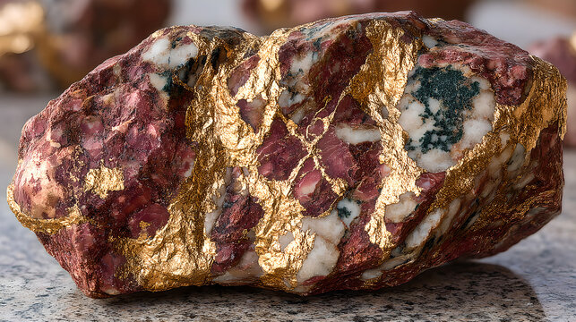 Close up of natural copper veins embedded in bedrock, rich copper metallic luster, realistic geological rock texture, emphasizing advanced energy storage materials and strategic mineral significance