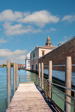 Waterbus stop at Cimitero S. Michele, the Cemetery Island in Venice, Italy