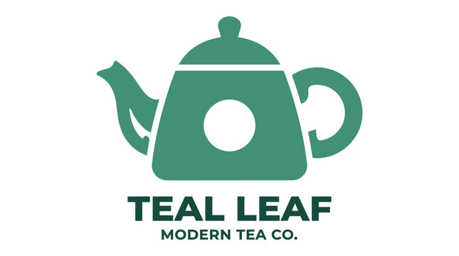 Minimalist Teal Leaf Tea Company Logo Design.