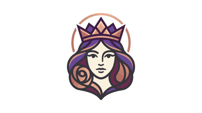 Stylized illustration of a beautiful queen wearing a crown.