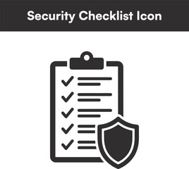 Fototapeta premium Security checklist icon with shield symbol on white background