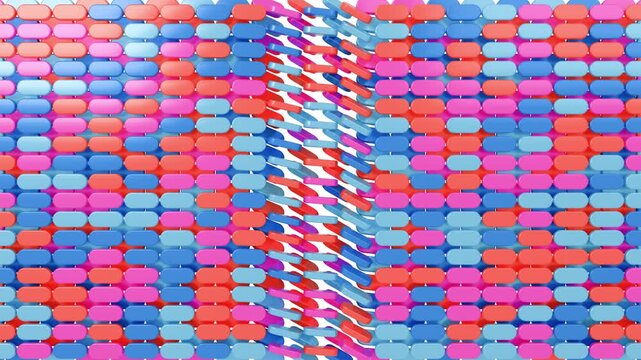 3d rendering abstract colorful kinetic wall animation background
