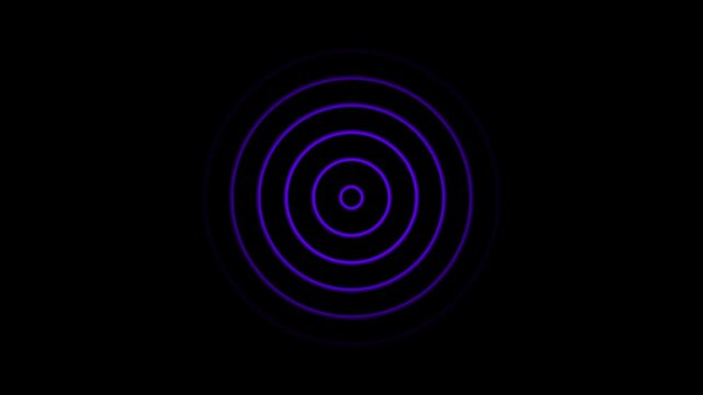 4K Radio waves animation on black background. abstract digital futuristic radio wave animation