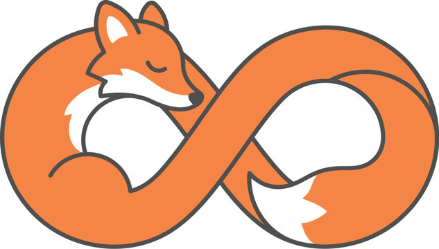 Fox curled into a continuous loop represents the eternal nature of wild.