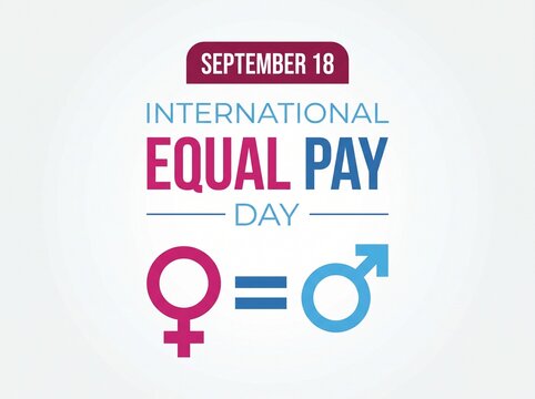 International Equal Pay Day Typography with Gender Symbols and Equals Sign for Wage Parity Awareness on September 18