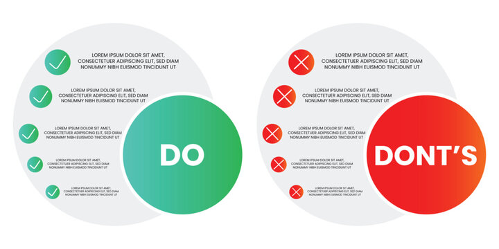Do and Don't Checklist Comparison Infographic with Circular Green and Red Elements