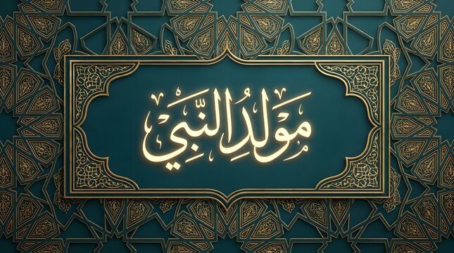 Geometric Islamic Border Frame Maulid Nabi