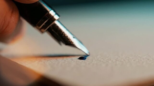 A Handwriting Journey: Capturing the Intricacies of Fountain Pen Calligraphy on Textured Paper, from Initial Touch to Flowing Ink Mastery.