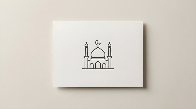 Minimalist Greeting Card Maulid Nabi Mosque Illustration