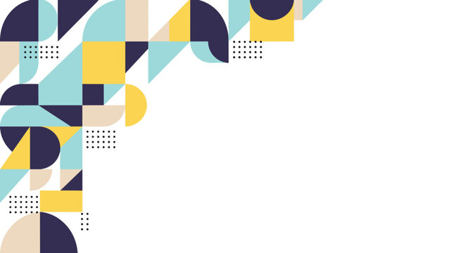 Geometric abstract background with minimalist swiss shapes and creative pattern elements