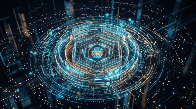 Futuristic Digital Biometric Security Hologram Interface