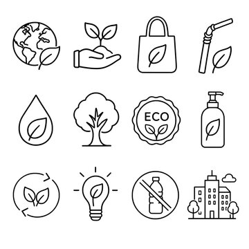 vector, illustration, Ecology, Sustainability, Icons, erath, doodle