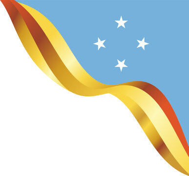 Micronesia Waving Flag Ribbon Banner