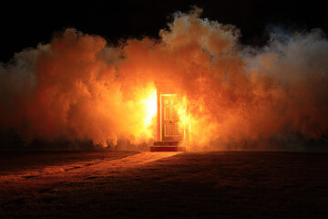 Fototapeta premium A burning door in the void