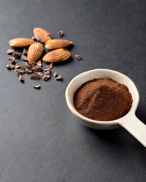 Cocoa Powder Scoop with Almonds and Cacao Nibs