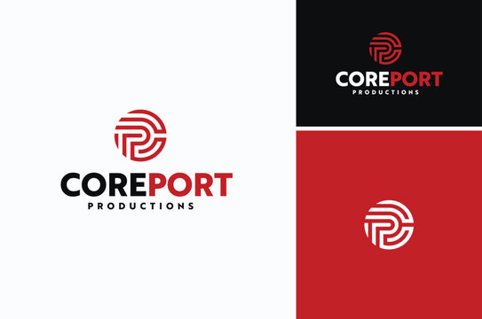 Circular Lines become Initial Letter C and P or PC CP Monogram Logo design