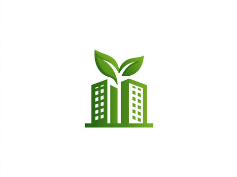 Green City Building Eco Friendly Real Estate Logo Vector Illustration Sustainable Architecture Concept