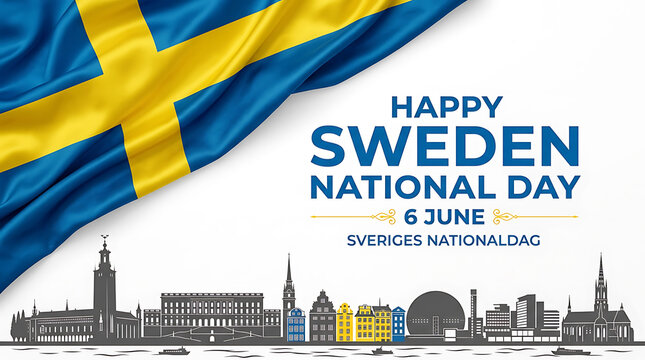 Sweden National Day Flag Illustration