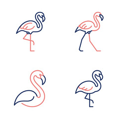 Obraz premium Flamingo birds in various poses.