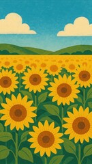 Obraz premium Vibrant sunflowers under blue sky mobile wallpaper