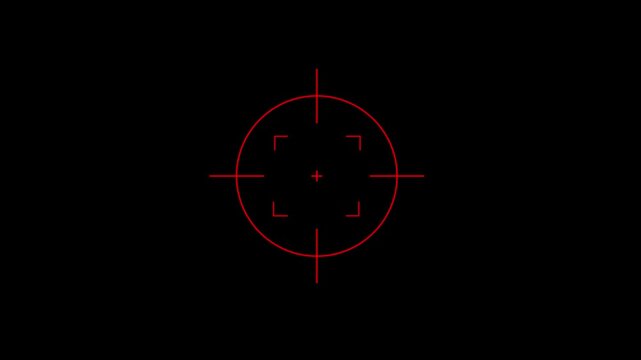 Minimal Camera Focus Target Reticule Cross hair Icon with Precision Aim Circle and Center Marker on Black Background