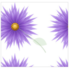 Obraz premium Purple daisy flowers with green leaves in a grid pattern