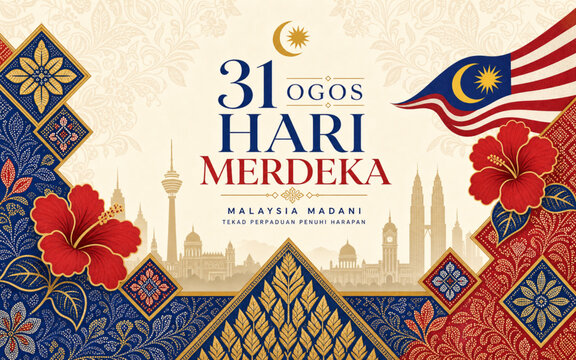Malaysia Independence Day Background Design. Translation :  Happy Independence Day. August 31.