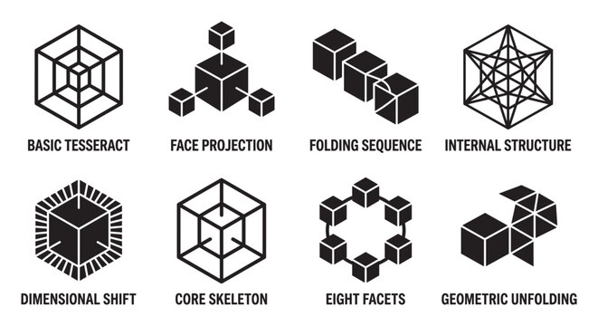 Basic tesseract face projection folding sequence internal structure dimensional shift.