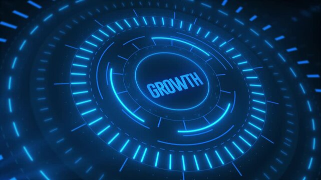 Cyber HUD Technology Interface Assembling Target Reticle with Glowing Blue Growth Text Motion Graphic animation.
