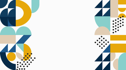 Obraz premium Abstract geometric pattern background featuring bold circles and triangles in modern style