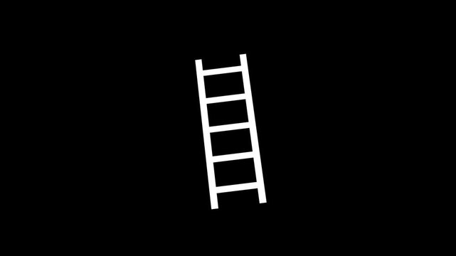 Animated Ladder Icon Motion Graphic on Black Background High Quality Animated Step Ladder and Career Growth Concept Icon Loop for Business Presentation UI Design and App Interface