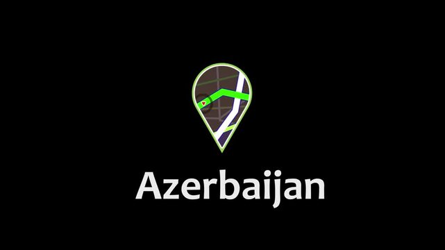 Azerbaijan Map Concept with Digital Location Marker and Modern GPS Navigation Interface. red arrow icon direction on the map road.