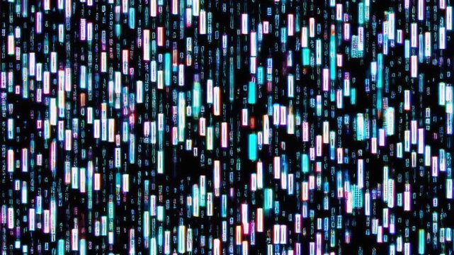 Abstract Neon Digital Rain Data Stream Cyberpunk Background