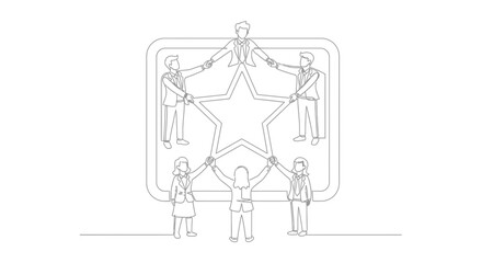 Fototapeta premium teamwork concept with people holding hands around star