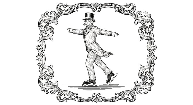 Vintage man dancing in ornate frame